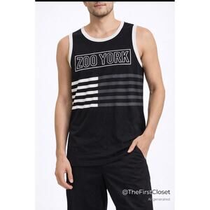 Zoo York Men's Tank Top Black White Gray Stripe Graphic Logo Size M